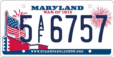 MD license plate 5AF6757