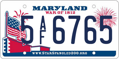 MD license plate 5AF6765