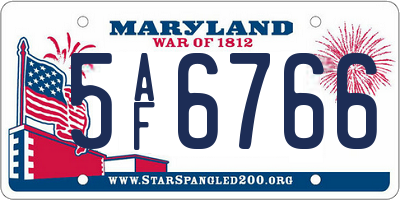 MD license plate 5AF6766