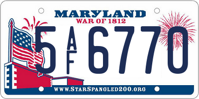 MD license plate 5AF6770