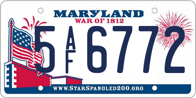 MD license plate 5AF6772