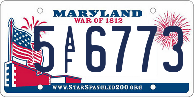 MD license plate 5AF6773