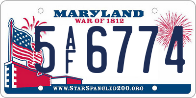 MD license plate 5AF6774