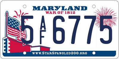 MD license plate 5AF6775