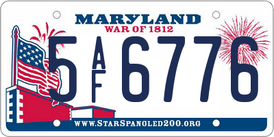 MD license plate 5AF6776