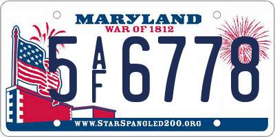 MD license plate 5AF6778