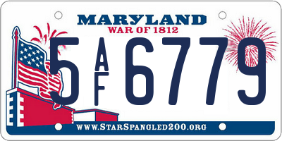MD license plate 5AF6779