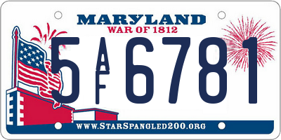 MD license plate 5AF6781