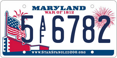 MD license plate 5AF6782