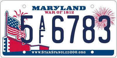 MD license plate 5AF6783