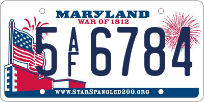 MD license plate 5AF6784