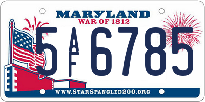 MD license plate 5AF6785