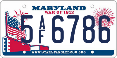 MD license plate 5AF6786