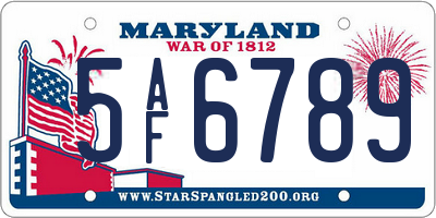 MD license plate 5AF6789