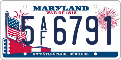MD license plate 5AF6791