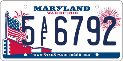 MD license plate 5AF6792