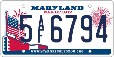 MD license plate 5AF6794