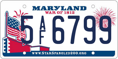 MD license plate 5AF6799