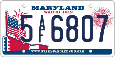 MD license plate 5AF6807