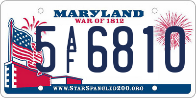 MD license plate 5AF6810