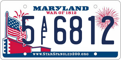 MD license plate 5AF6812