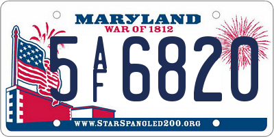 MD license plate 5AF6820