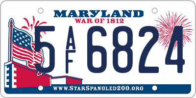 MD license plate 5AF6824
