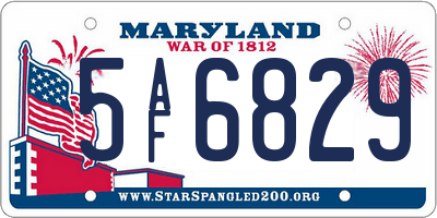 MD license plate 5AF6829