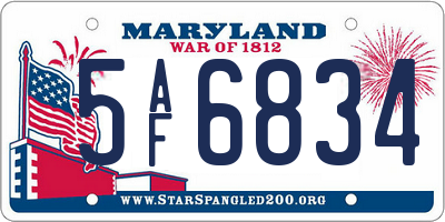 MD license plate 5AF6834