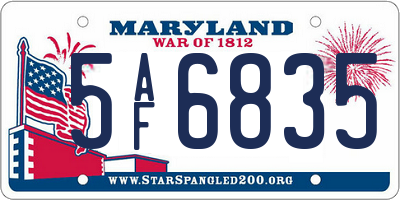 MD license plate 5AF6835