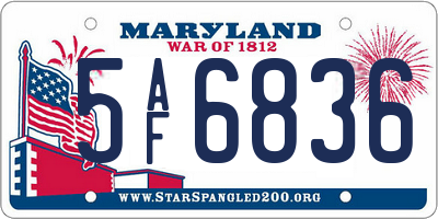 MD license plate 5AF6836