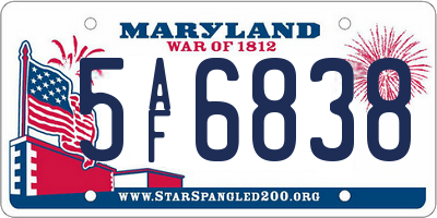 MD license plate 5AF6838