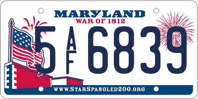MD license plate 5AF6839