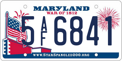 MD license plate 5AF6841