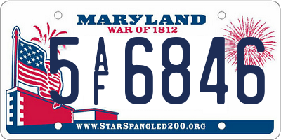 MD license plate 5AF6846