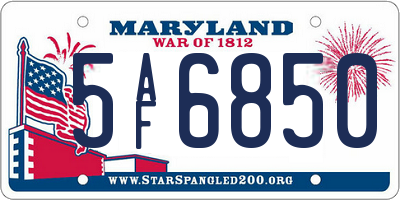 MD license plate 5AF6850