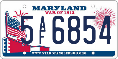 MD license plate 5AF6854