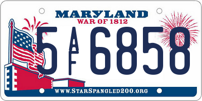 MD license plate 5AF6858
