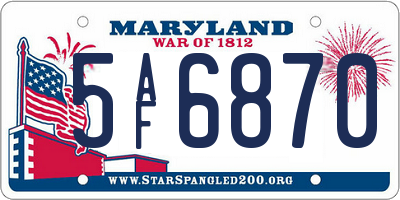 MD license plate 5AF6870