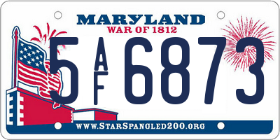 MD license plate 5AF6873