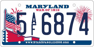 MD license plate 5AF6874