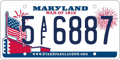 MD license plate 5AF6887