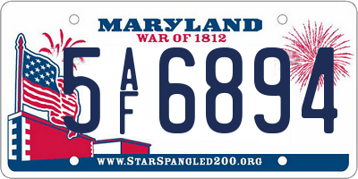 MD license plate 5AF6894