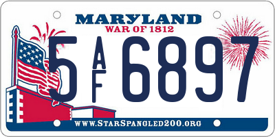 MD license plate 5AF6897