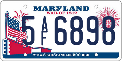 MD license plate 5AF6898