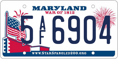 MD license plate 5AF6904
