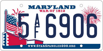 MD license plate 5AF6906