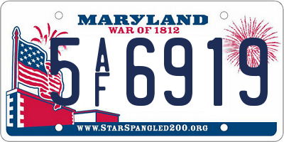 MD license plate 5AF6919