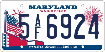 MD license plate 5AF6924