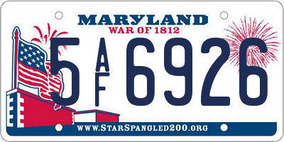 MD license plate 5AF6926